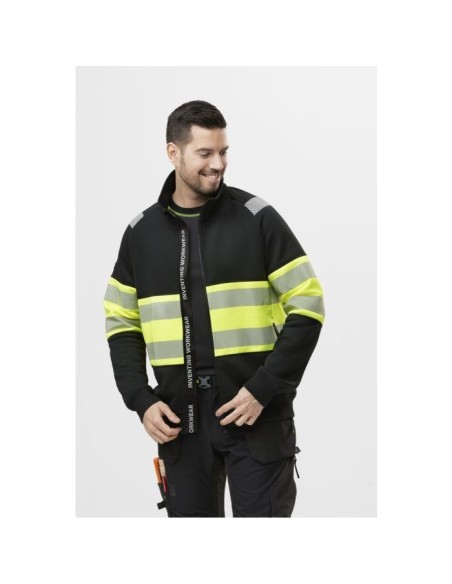2834 Chaqueta con cremallera completa de alta visibilidad clase 1 negro-amarillo