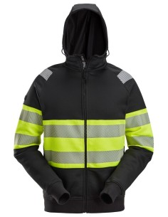 2838 Sudadera alta visibilidad clase 1 con capucha y cremallera completa negro-amarillo