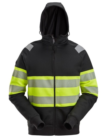 2838 Sudadera alta visibilidad clase 1 con capucha y cremallera completa negro-amarillo