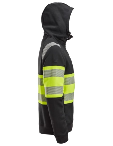 2838 Sudadera alta visibilidad clase 1 con capucha y cremallera completa negro-amarillo