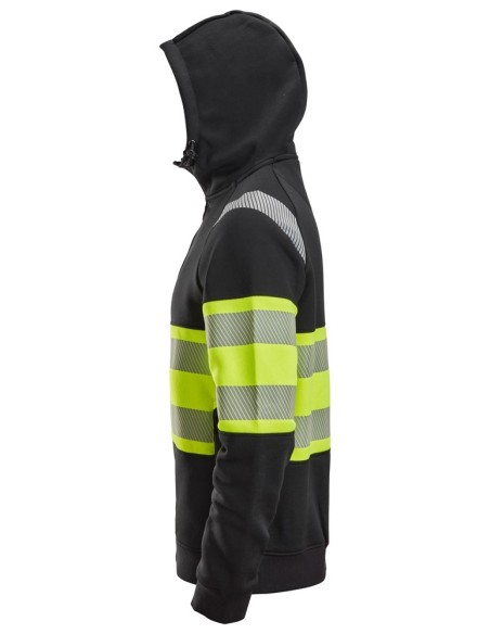2838 Sudadera alta visibilidad clase 1 con capucha y cremallera completa negro-amarillo