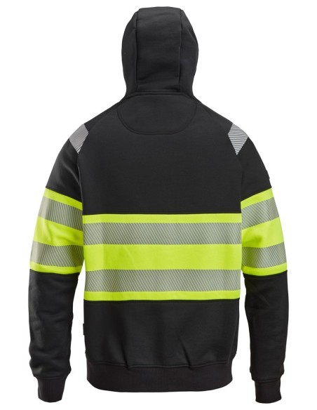 2838 Sudadera alta visibilidad clase 1 con capucha y cremallera completa negro-amarillo