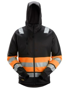 8038 Sudadera con capucha y cremallera completa de alta visibilidad clase 1 negro-naranja