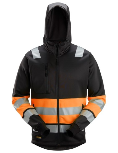 8038 Sudadera con capucha y cremallera completa de alta visibilidad clase 1 negro-naranja