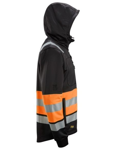 8038 Sudadera con capucha y cremallera completa de alta visibilidad clase 1 negro-naranja