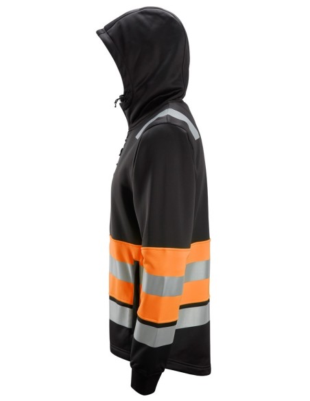 8038 Sudadera con capucha y cremallera completa de alta visibilidad clase 1 negro-naranja