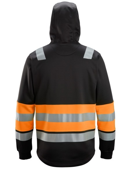 8038 Sudadera con capucha y cremallera completa de alta visibilidad clase 1 negro-naranja