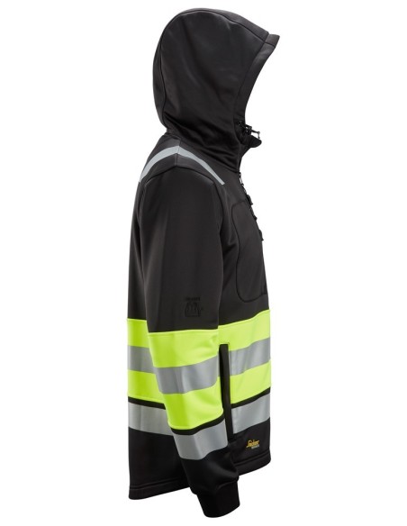 8038 Sudadera con capucha y cremallera completa de alta visibilidad clase 1 negro-amarillo