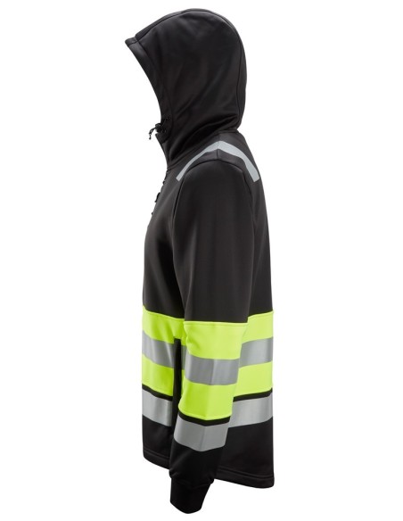 8038 Sudadera con capucha y cremallera completa de alta visibilidad clase 1 negro-amarillo