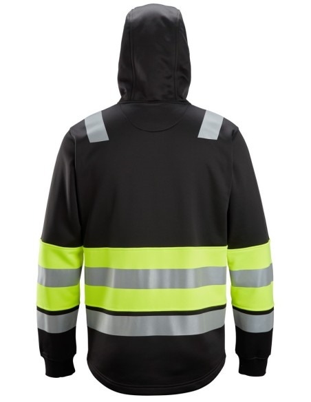 8038 Sudadera con capucha y cremallera completa de alta visibilidad clase 1 negro-amarillo