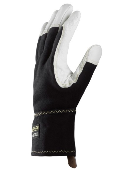 9360 Guante izquierdo ergonomico y flexible 100% piel de cabra ProtecWork blanco-negro