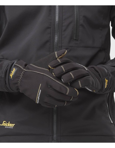 9562 Par de guantes de trabajo resistentes al agua y flexibles Weather Flex Dry negro