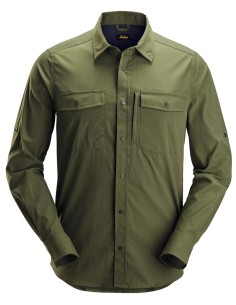 8521 Camisa de manga larga absorbente LiteWork verde caqui