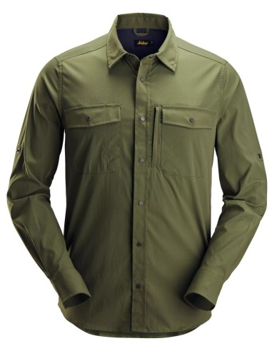 8521 Camisa de manga larga absorbente LiteWork verde caqui