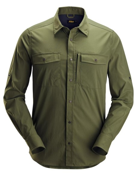 8521 Camisa de manga larga absorbente LiteWork verde caqui