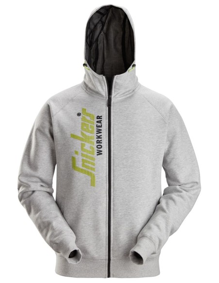 2846 Sudaderas con cremallera y capucha color gris jaspeado