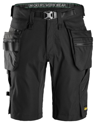 6172 Pantalones cortos de trabajo bolsillos flotantes desmontables FlexiWork color negro