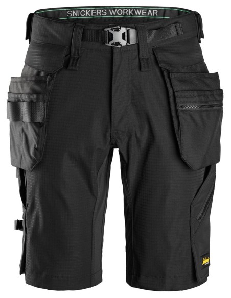6172 Pantalones cortos de trabajo bolsillos flotantes desmontables FlexiWork color negro