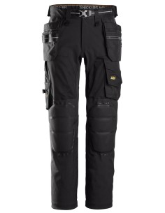 6590 Pantalones largos de trabajo elasticos Rodilleras Capsulized bolsillos flotantes AllroundWork color negro