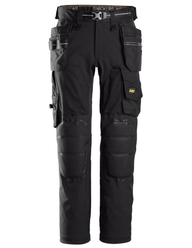 6590 Pantalones largos de trabajo elasticos Rodilleras Capsulized bolsillos flotantes AllroundWork color negro