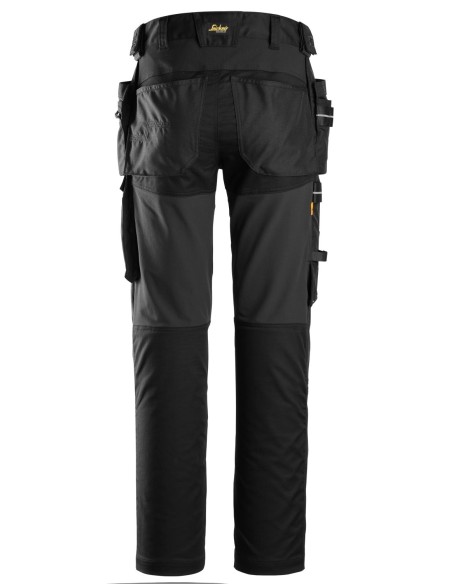 6590 Pantalones largos de trabajo elasticos Rodilleras Capsulized bolsillos flotantes AllroundWork color negro