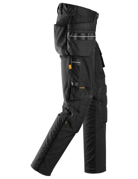 6590 Pantalones largos de trabajo elasticos Rodilleras Capsulized bolsillos flotantes AllroundWork color negro