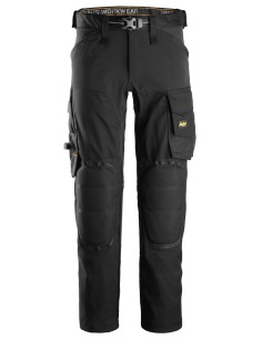 6593 Pantalones lasrgos de trabajo elasticos Rodilleras Capsulized AllroundWork color negro