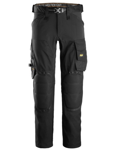 6593 Pantalones lasrgos de trabajo elasticos Rodilleras Capsulized AllroundWork color negro
