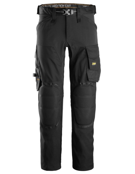 6593 Pantalones lasrgos de trabajo elasticos Rodilleras Capsulized AllroundWork color negro