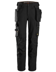 6771 Pantalones largos de trabajo mujer elasticos bolsillos flotantes desmontables AllroundWork color negro