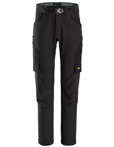 6873 Pantalones largos de trabajo FlexiWork negros elasticos sin bolsillos para rodilleras