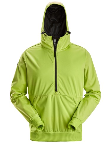 8400 Chaqueta cortavientos elastica FlexiWork verde lima con capucha y media cremallera