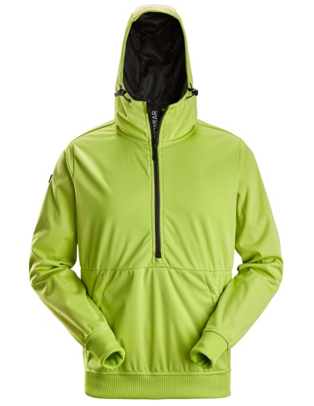8400 Chaqueta cortavientos elastica FlexiWork verde lima con capucha y media cremallera