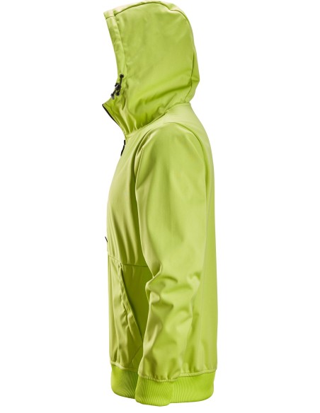 8400 Chaqueta cortavientos elastica FlexiWork verde lima con capucha y media cremallera