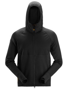 8405 Chaqueta intermedia FlexiWork negra con capucha y cremallera completa
