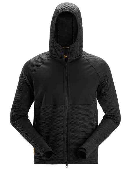 8405 Chaqueta intermedia FlexiWork negra con capucha y cremallera completa