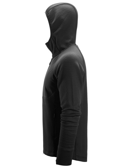 8405 Chaqueta intermedia FlexiWork negra con capucha y cremallera completa