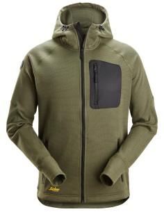 8041 Sudadera con capucha y forro polar Flexiwork verde caqui-negro