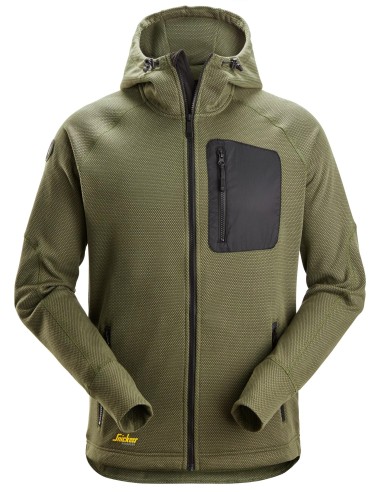 8041 Sudadera con capucha y forro polar Flexiwork verde caqui-negro