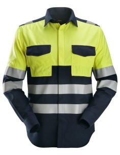 8560 Camisa de manga larga de alta visibilidad clase 1 ProtecWork azul marino-amarillo