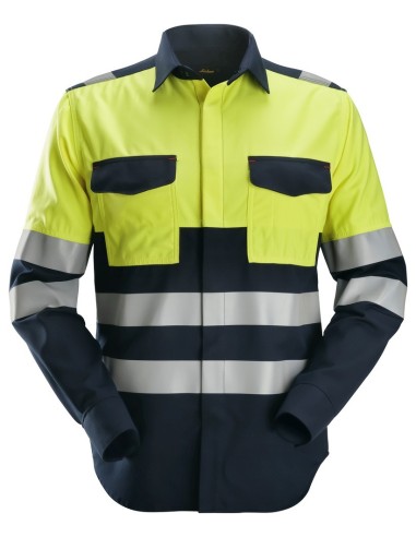8560 Camisa de manga larga de alta visibilidad clase 1 ProtecWork azul marino-amarillo