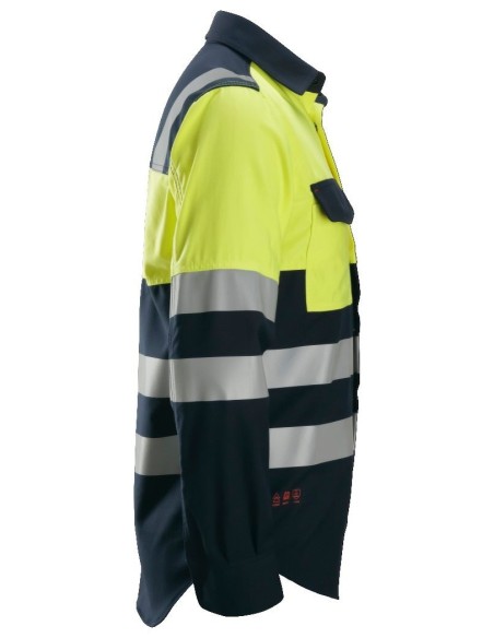 8560 Camisa de manga larga de alta visibilidad clase 1 ProtecWork azul marino-amarillo
