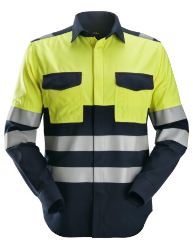 8563 Camisa de manga larga de alta visibilidad clase 1 para soldador ProtecWork azul marino-amarillo