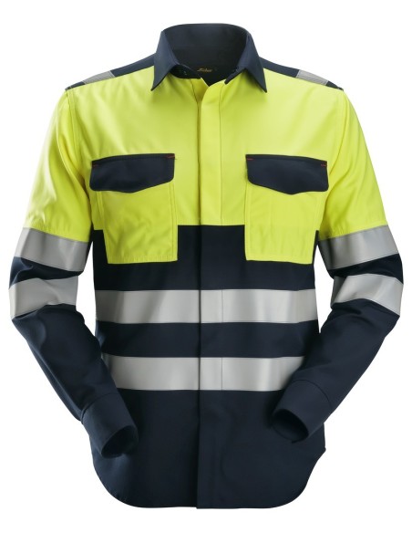 8563 Camisa de manga larga de alta visibilidad clase 1 para soldador ProtecWork azul marino-amarillo