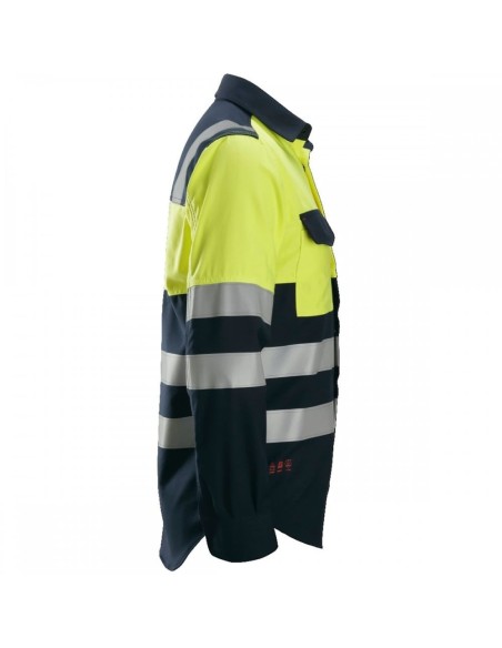 8563 Camisa de manga larga de alta visibilidad clase 1 para soldador ProtecWork azul marino-amarillo