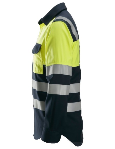 8563 Camisa de manga larga de alta visibilidad clase 1 para soldador ProtecWork azul marino-amarillo