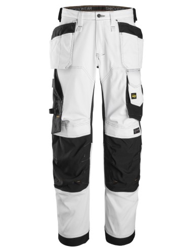 6251 Pantalones largos de trabajo elasticos ajuste holgado AllroundWork Loose Fit bolsillos flotantes blanco/negro