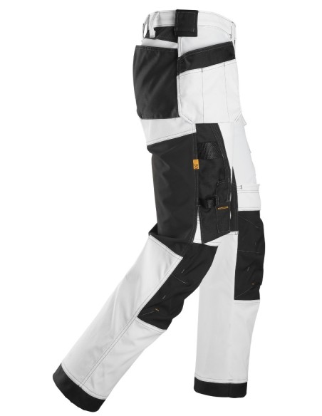 6251 Pantalones largos de trabajo elasticos ajuste holgado AllroundWork Loose Fit bolsillos flotantes blanco/negro