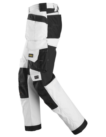 6251 Pantalones largos de trabajo elasticos ajuste holgado AllroundWork Loose Fit bolsillos flotantes blanco/negro