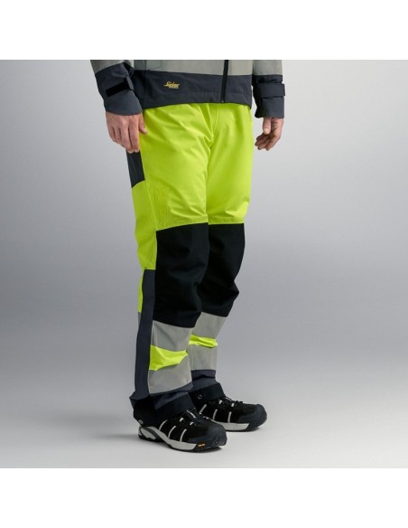 6530 Pantalones largos trabajo impermeables Waterproof Shell alta visibilidad clase 2 AllroundWork amarillo/gris acero